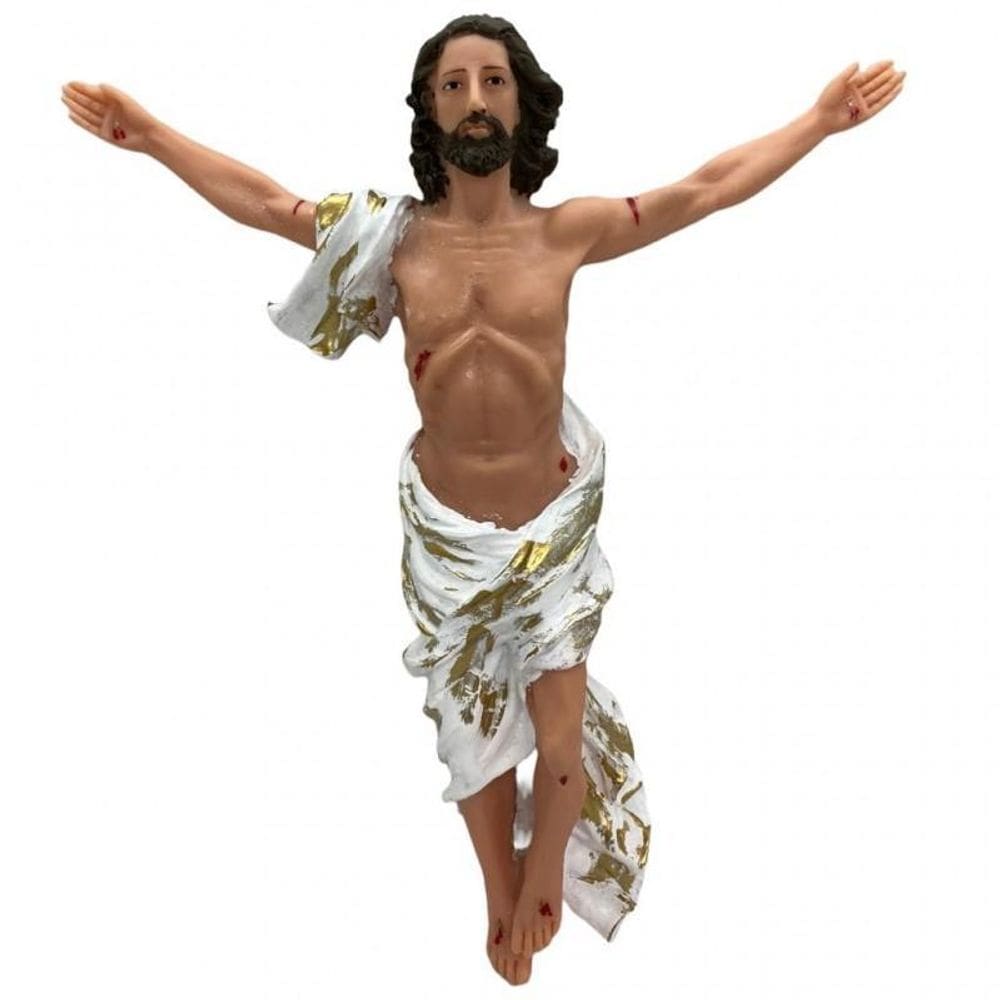 Escultura Jesus Cristo Ressuscitado 30 Cm Em Resina