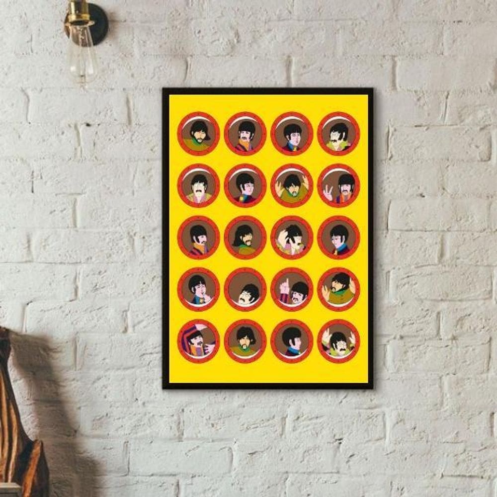 Quadro Janelas Yellow Submarine - Beatles 24X18Cm - Vidro
