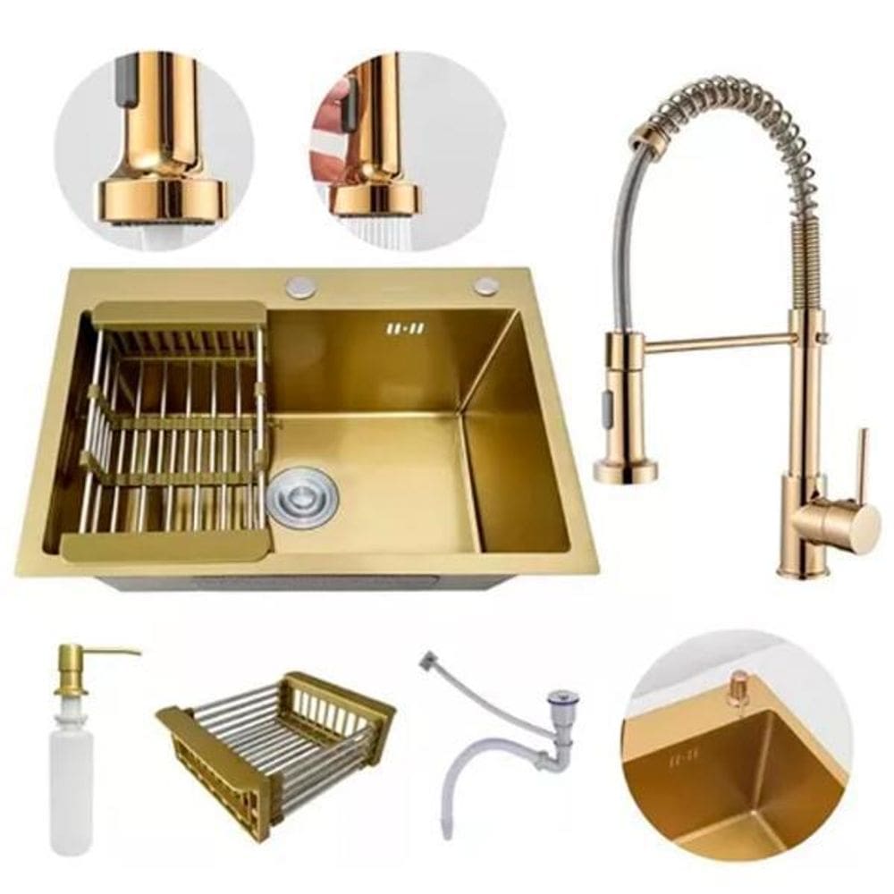 Kit Cuba Aço Inox Gourmet Cozinha Torneira Flexivel