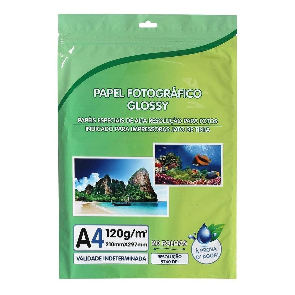 Papel Fotográfico Premium A4 Glossy 120G 20 Folhas