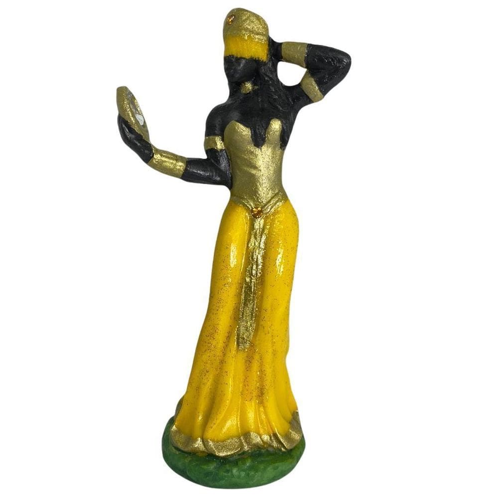 Escultura De Orixá Oxum Amarela 15 Cm Em Resina