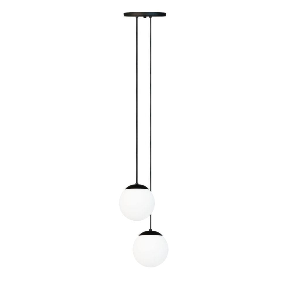 Duplo Lustre Pendente Globo Vidro Led Stuttgart Preto Fosco