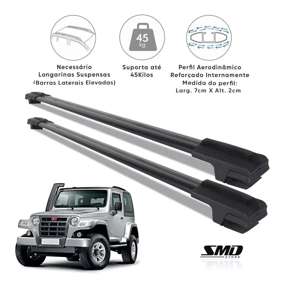 Travessa Teto Larga Preto Aluminio Troller 3P 2000 À 2008