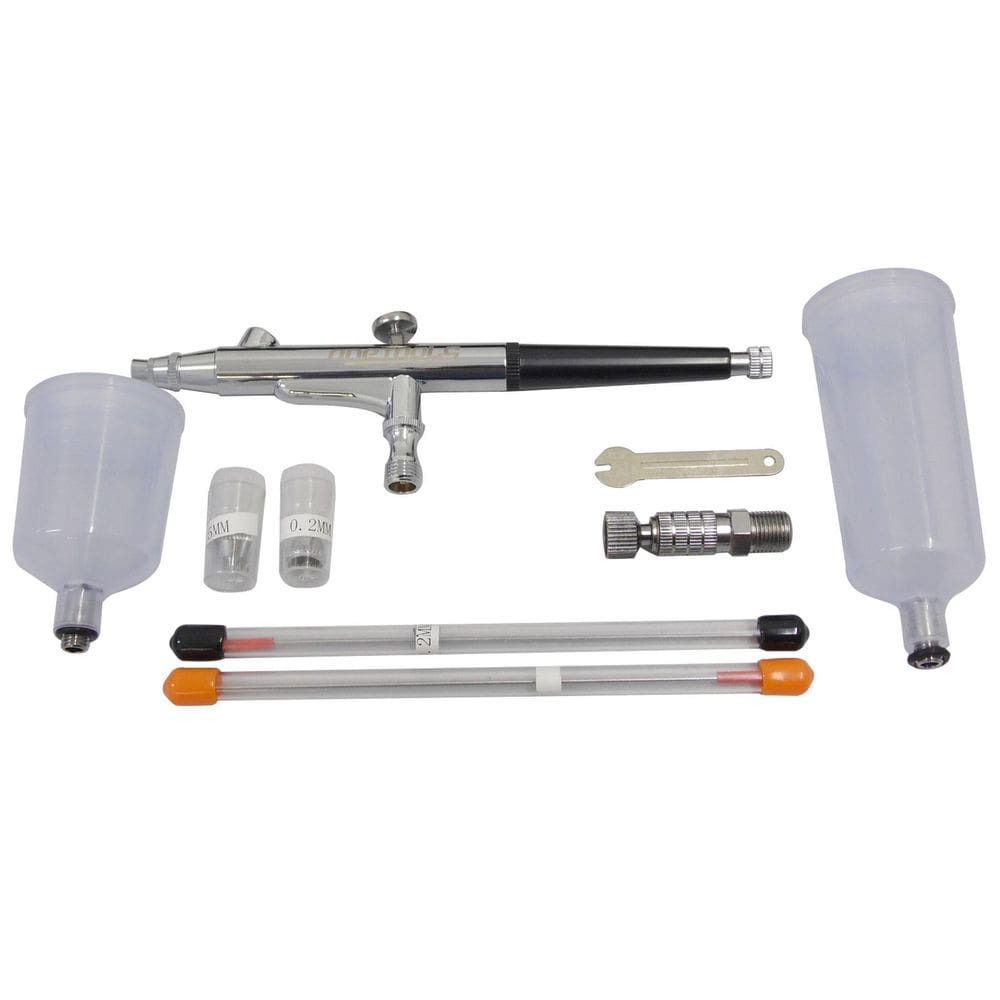 Kit Aerógrafo Com Duas Canecas Dupla Ação + Acessórios