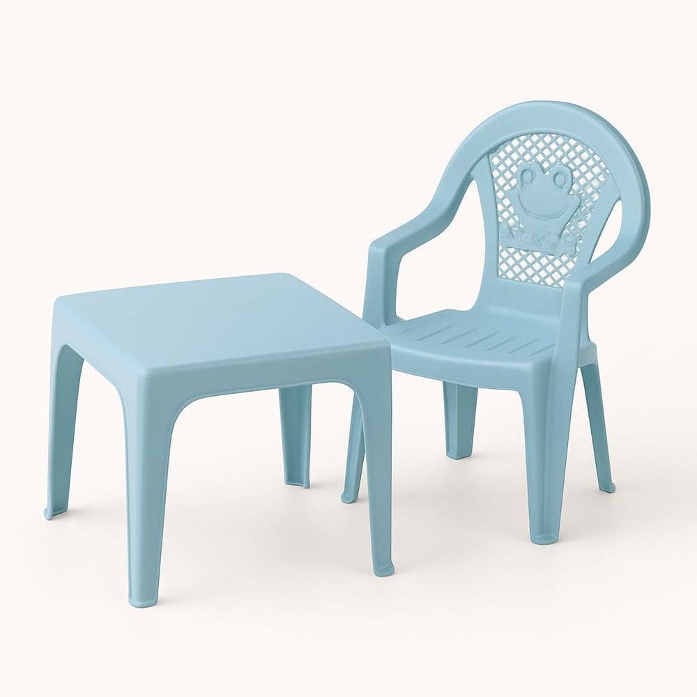 Kit Mesinha + Poltroninha Azul Infantil Estudo, Brincadeiras