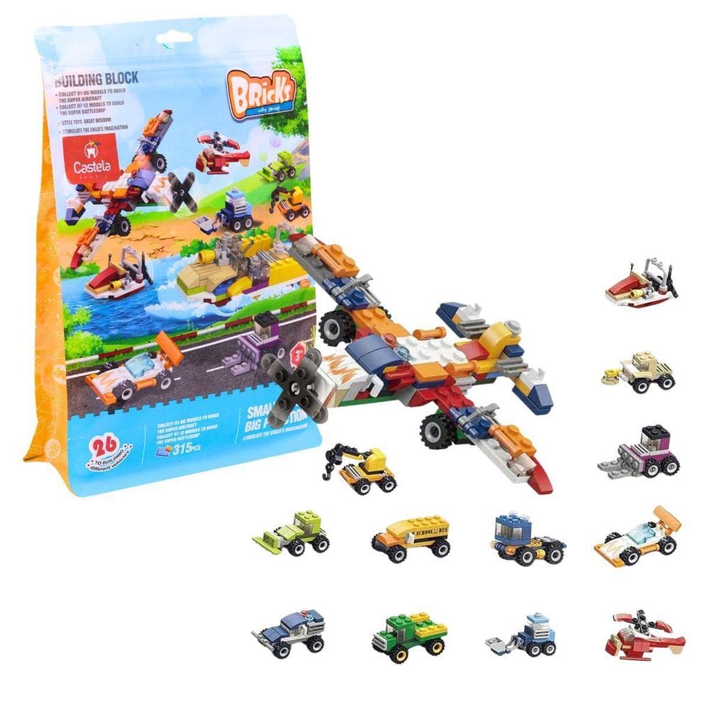 Blocos De Montar 315 Peças Carros 6 Em 1 - Castela