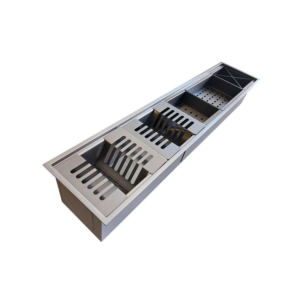 Calha Úmida Gourmet Escorredor Cozinha 86X19 Aço Inox Cinza