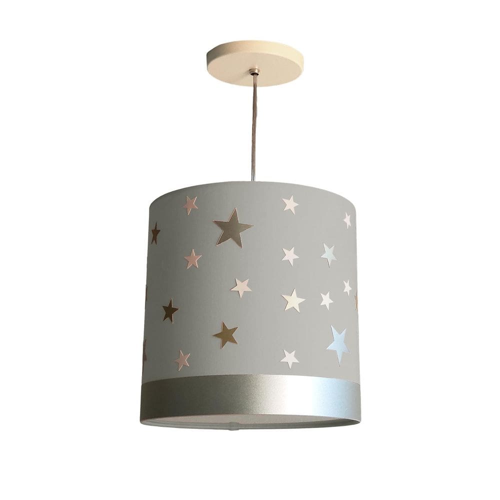 Pendente Infantil Estrelas 25x25 Cinza 1E27
