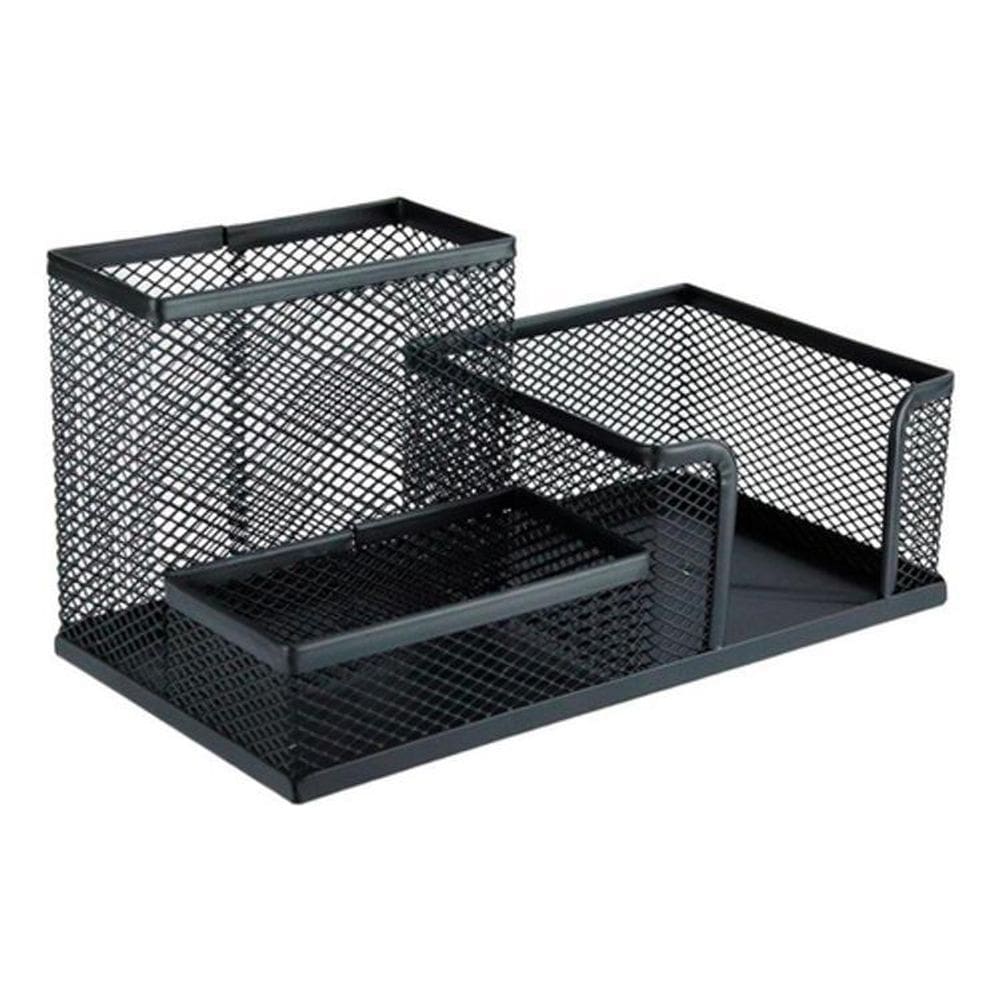 Porta Caneta Organizador De Mesa 3 Divisórias Aramado Preto