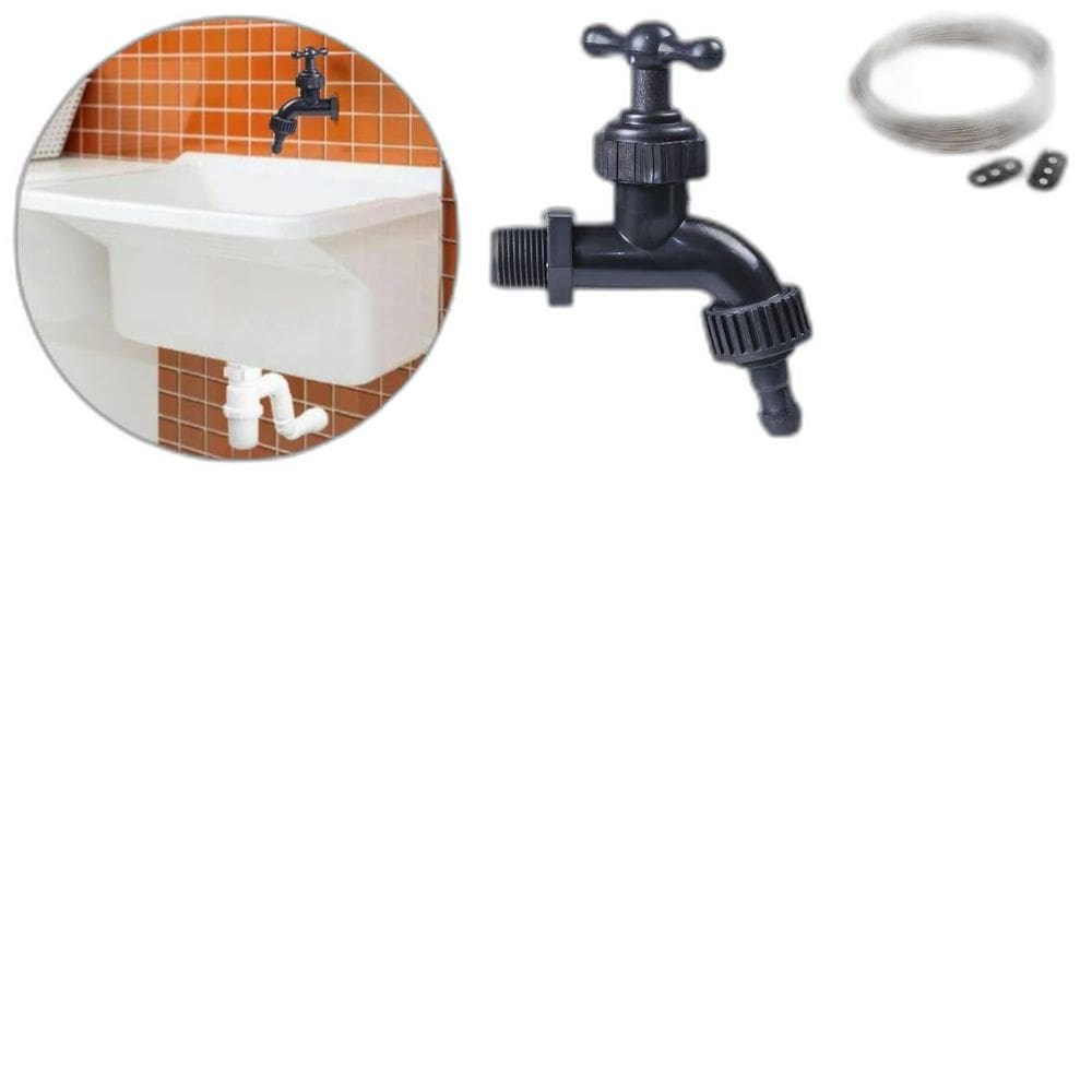 Tanque Lavanderia 40L Branco + Sifão Copo Universal