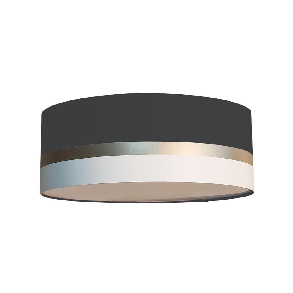 Luminária Plafon Faixas Bronze Cúpula Preto 40X15