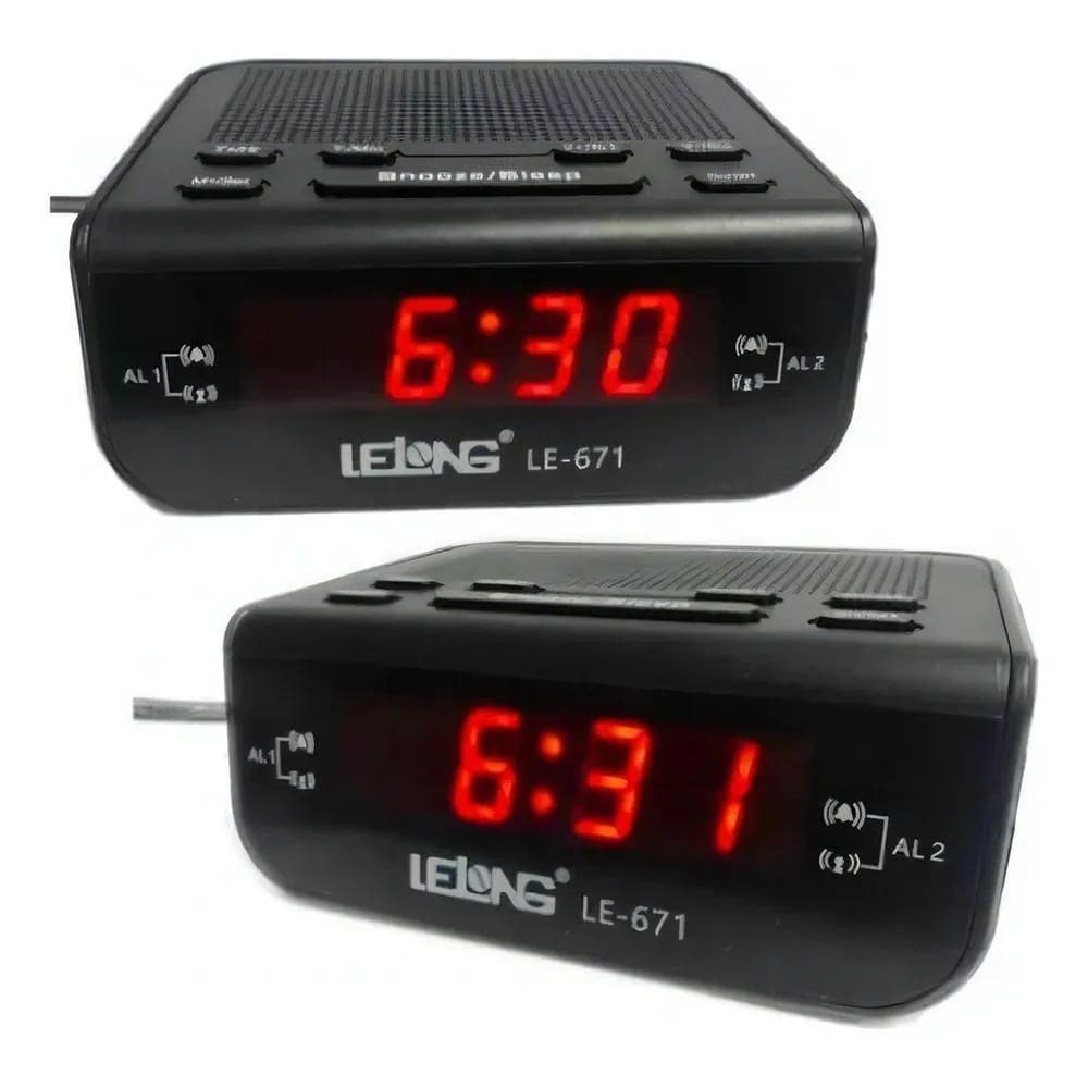 Relógio Despertador Digital De Mesa Rádio Am/Fm 671