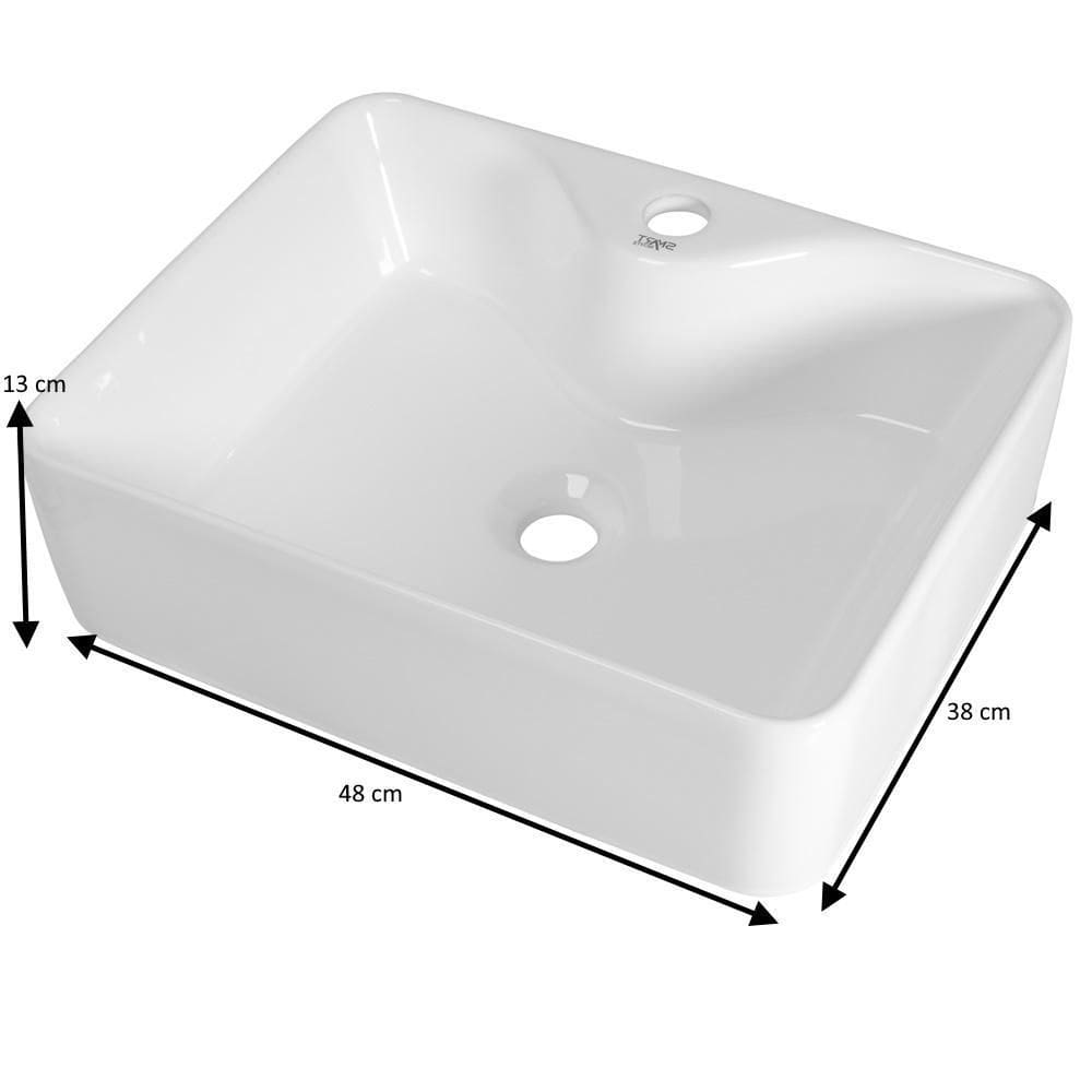 Kit Cuba Pia Louça Cerâmica Banheiro Com Torneira E Válv S09