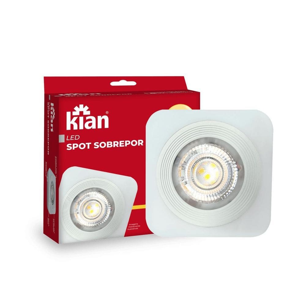 Spot Led Sobrepor Quadrado Branco 5W 6000K Branco Frio Kian