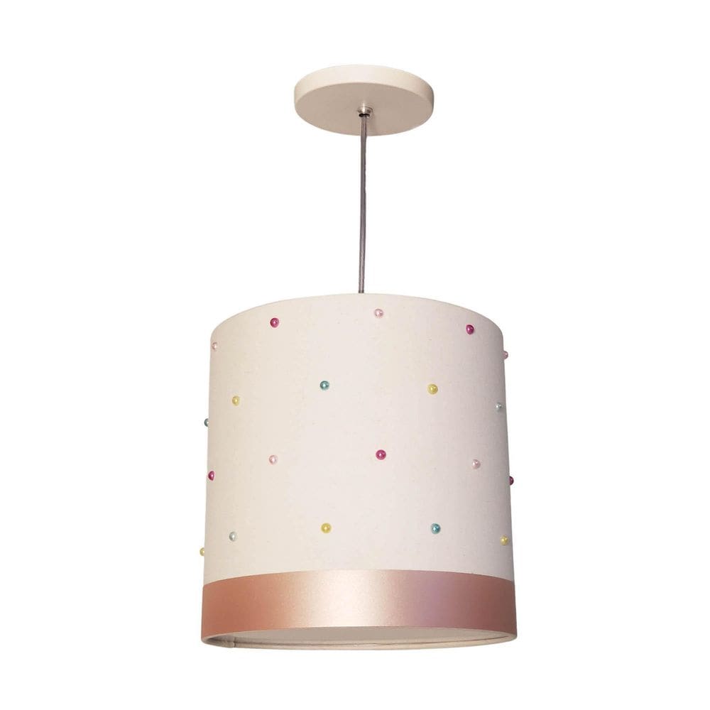 Lustre Pendente Infantil Pérolas Coloridas 25x25 Branco