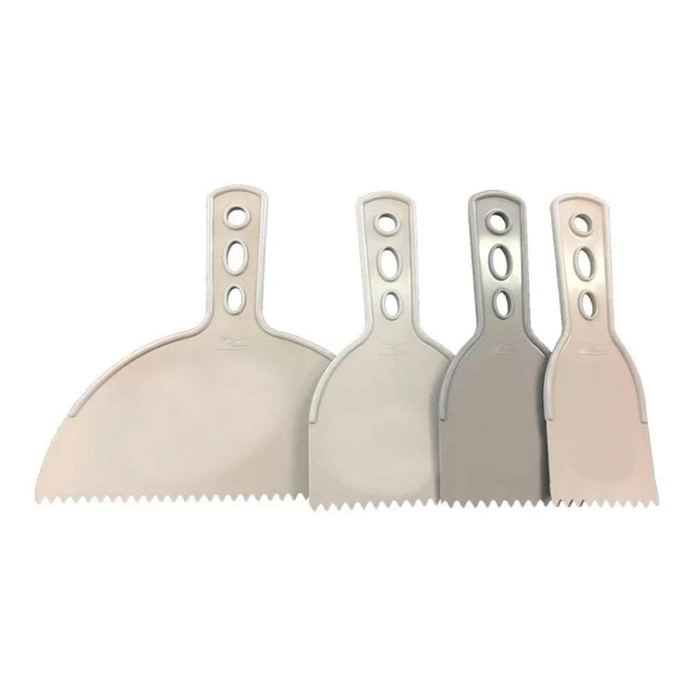 Kit Com 04 Pc Espátula Plástica Dentada - Resina Ou Massa