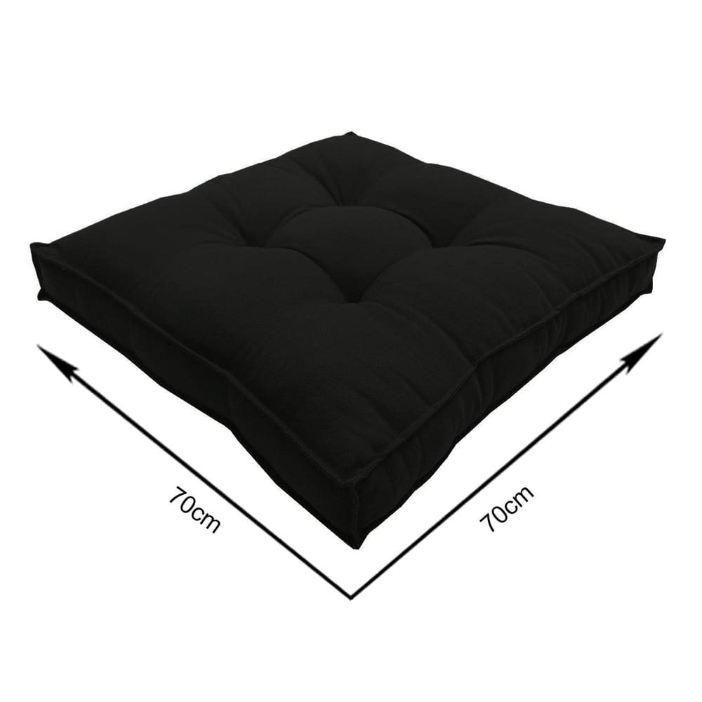 Almofada Futon Decoração 70X70 Cm Vários Modelos Preto