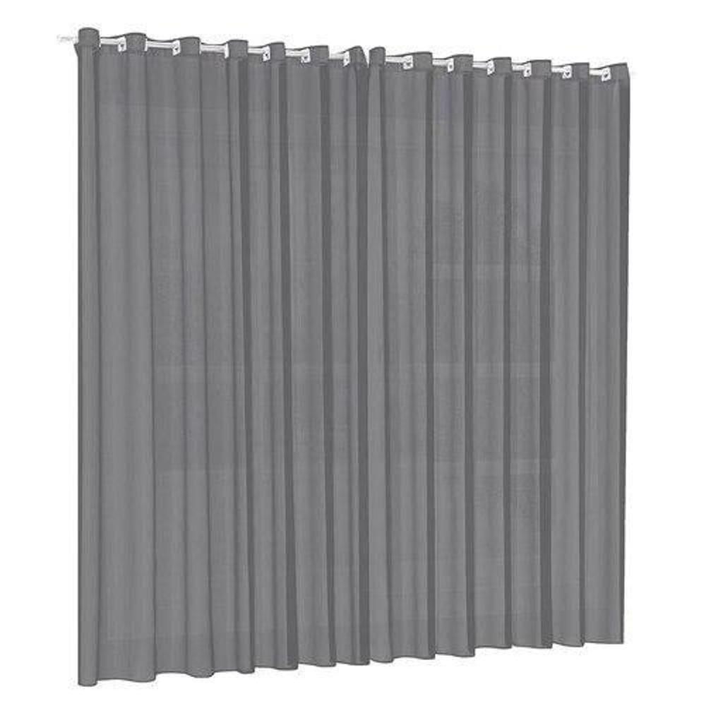Cortina Para Sala Quarto Voal Liso Cinza 6,00X2,50
