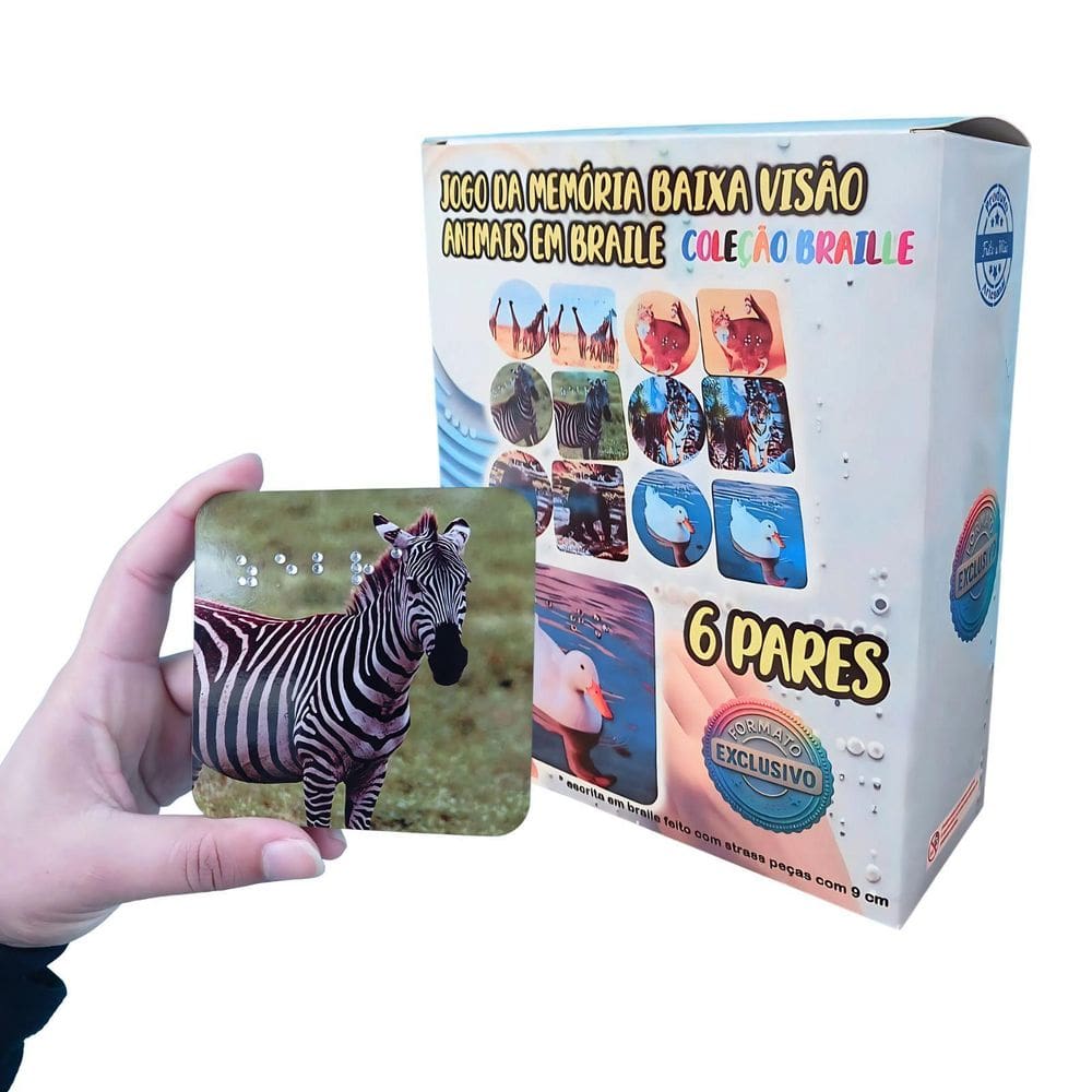 Jogo De Memória Braille Pessoas Com Baixa Visão Tema Animais