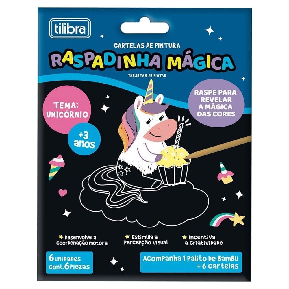 Cartelas De Pintura Mágica Unicórnio 6 Unidades Tilibra