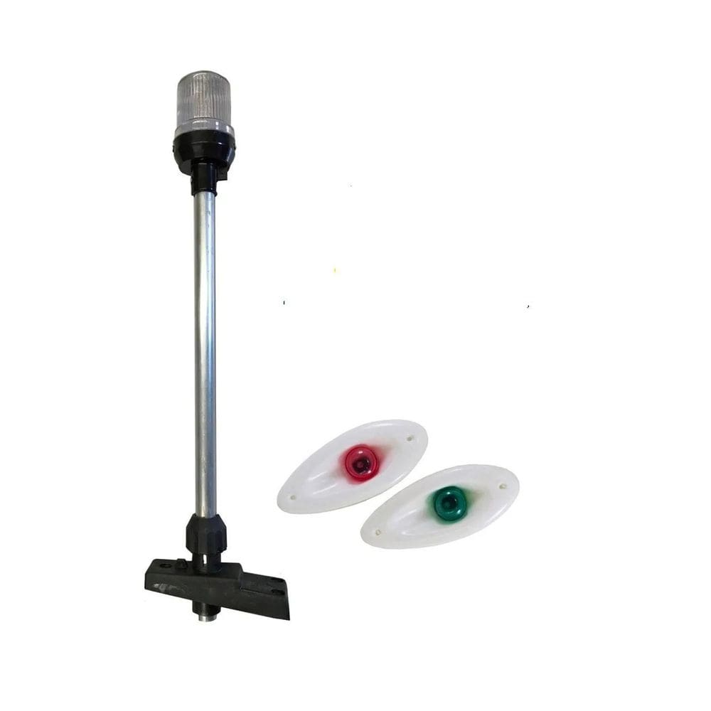 Kit Luz De Navegação Led Olho De Tubarão Branco Com Mastro