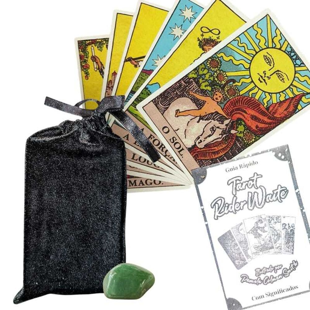 Kit Baralho Tarot Rider Waite Português 78 cartas + Mapa Astral + Toalha