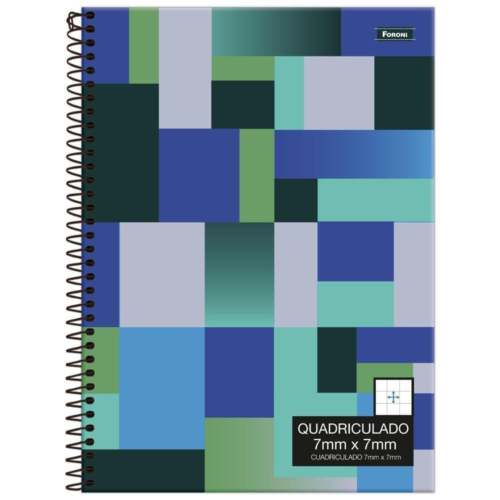 Caderno Univ 1 Matéria 80Fls Quadriculado 7X7Mm Azul Foroni