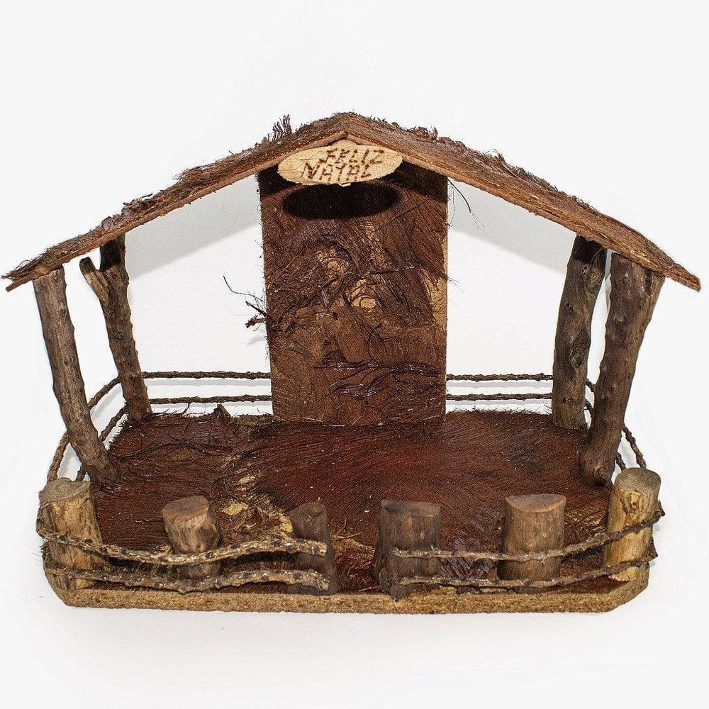 Casa Rústica Presépio Madeira 40 cm Artesanal