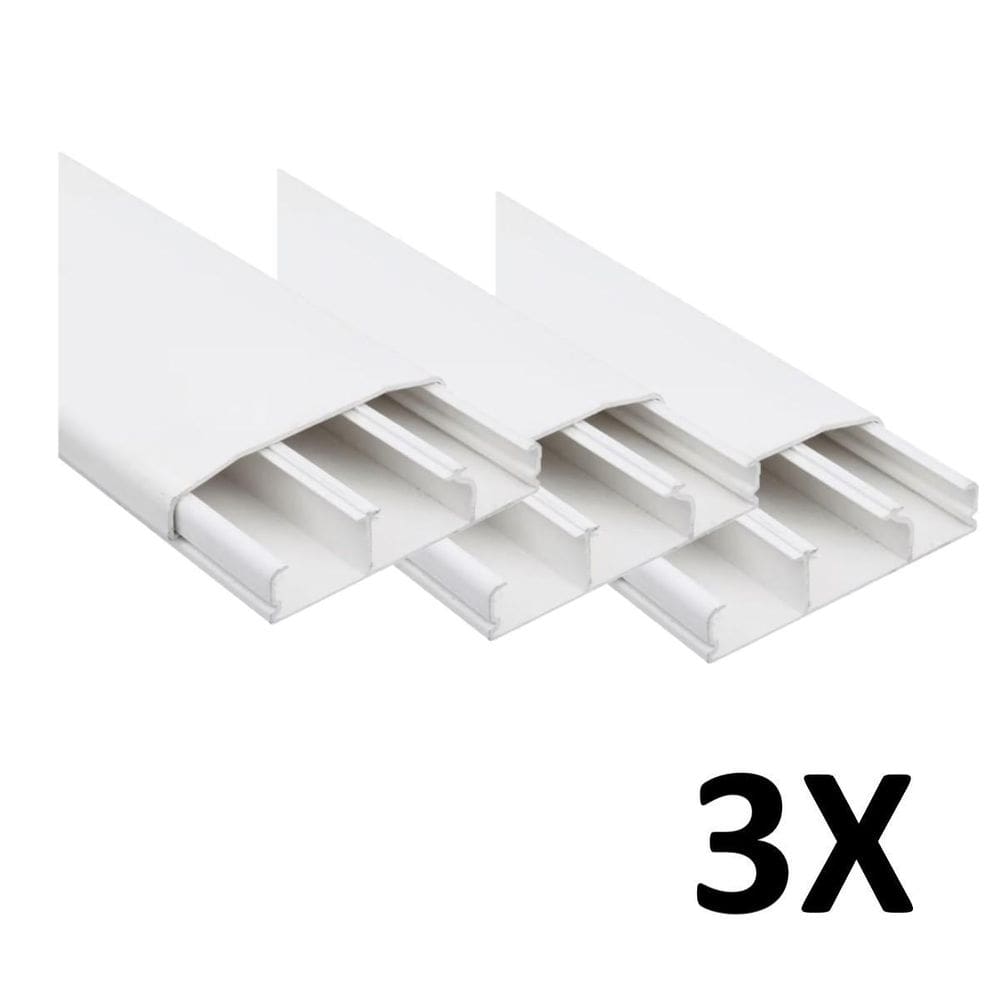 Kit 3 Canaleta 3 Divisórias Cabos Fios Fita Dupla Face 2Mt