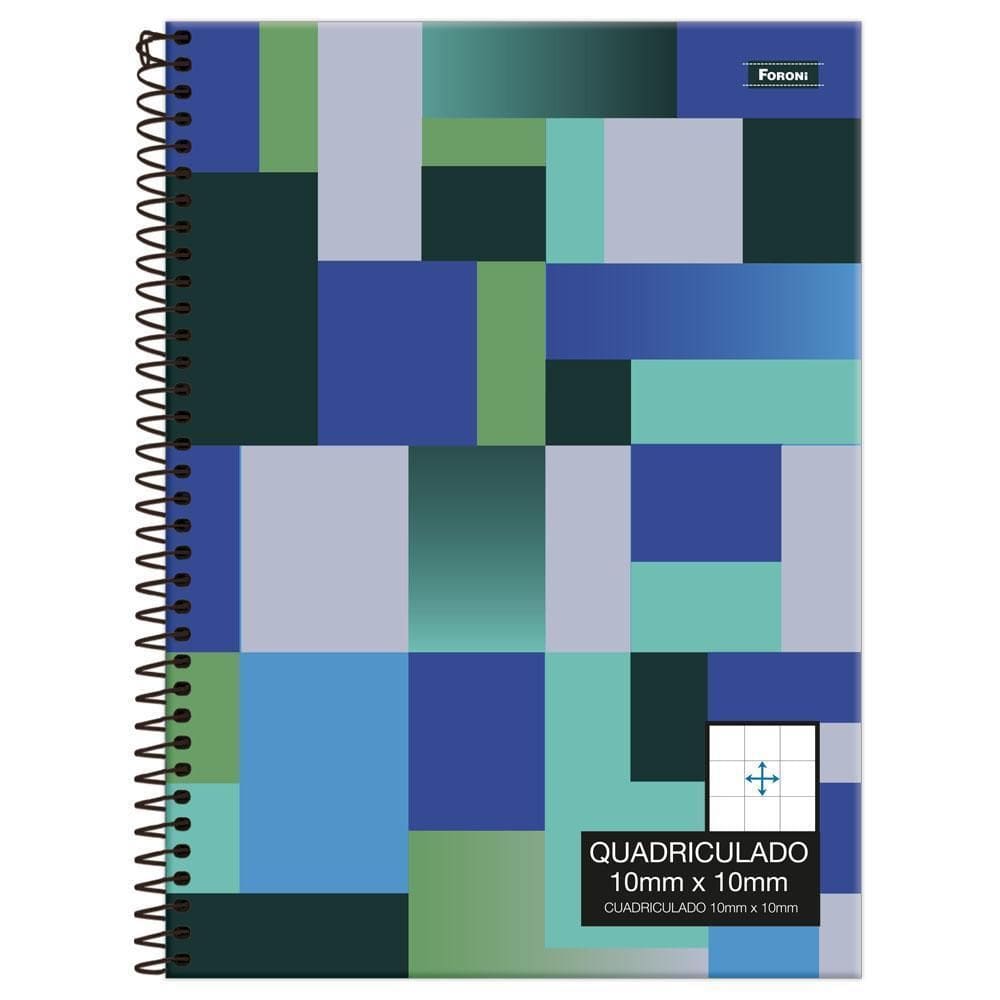 Caderno Univ 1 Matéria 80Fls Quadriculado 1X1Cm Azul Foroni