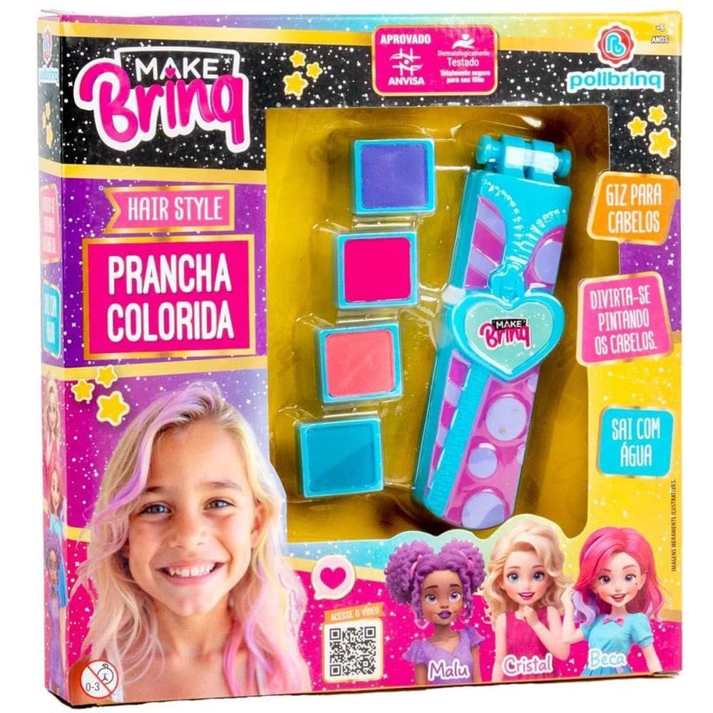 Maquiagem E Beleza Infantil Make Brinq Prancha Colorida