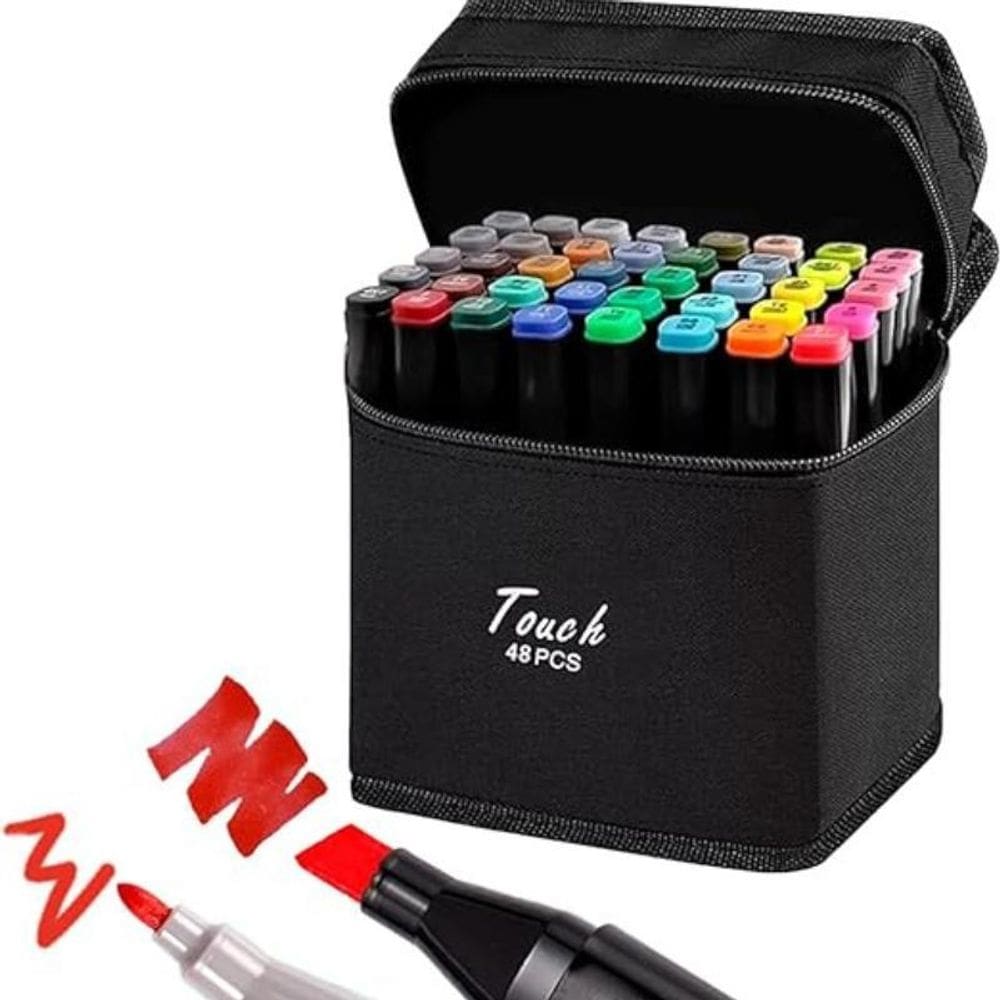 Marcadores 48 Cores Conjunto Marcadores Permanentes Ponta