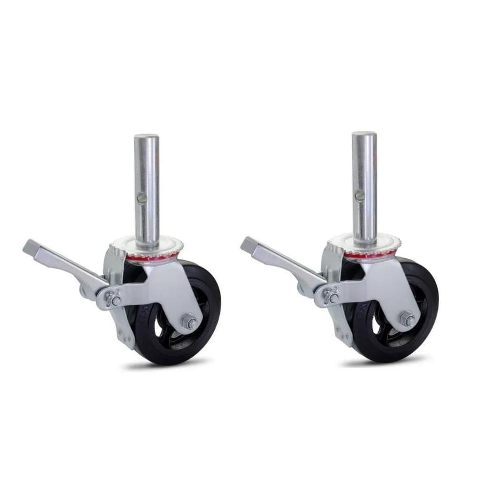 Kit 02 Rodizio Para Andaime Roda De Borracha Ferro Giratório