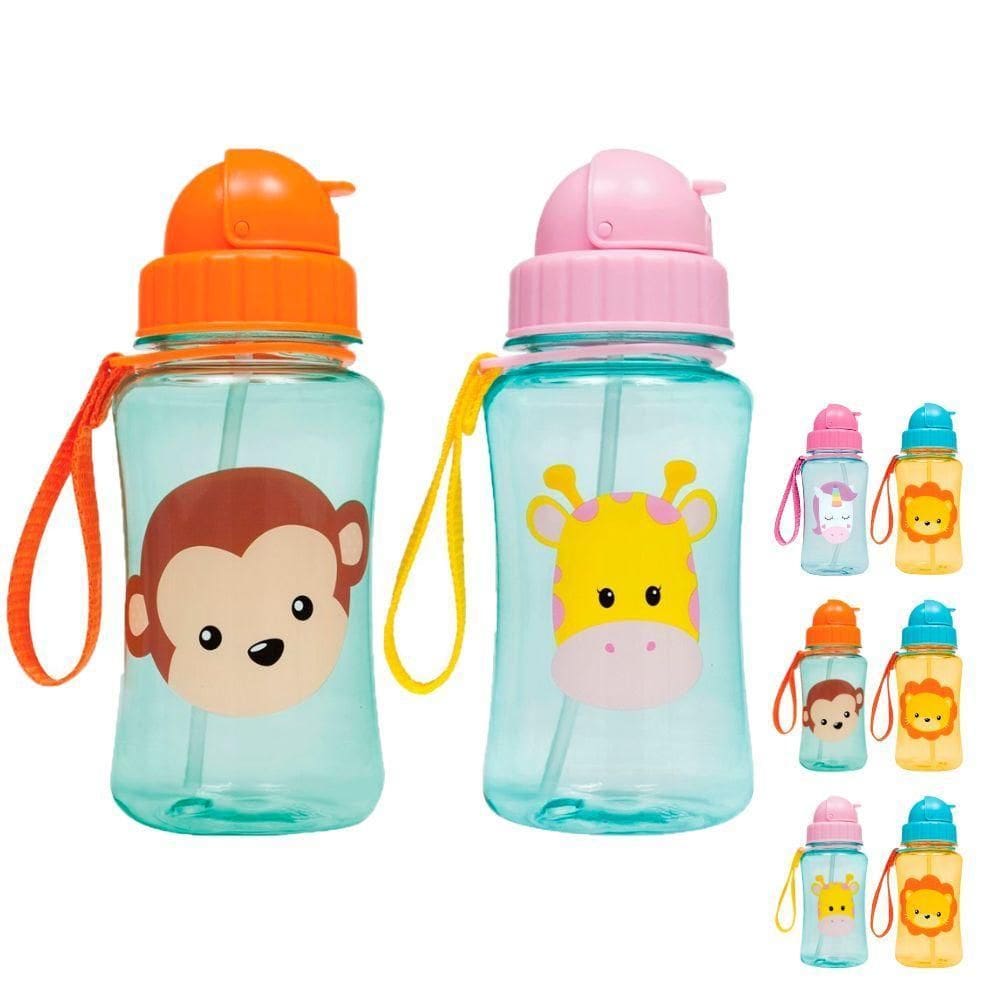 Kit 2 Garrafinha Infantil Fun 400 Ml Buba Canudo Retrátil