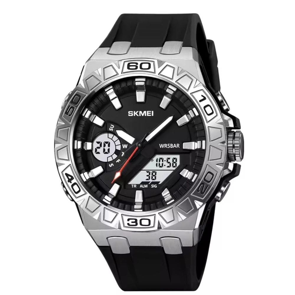 Relógio Masculino Skmei Anadigi 2276 Preto E Prata