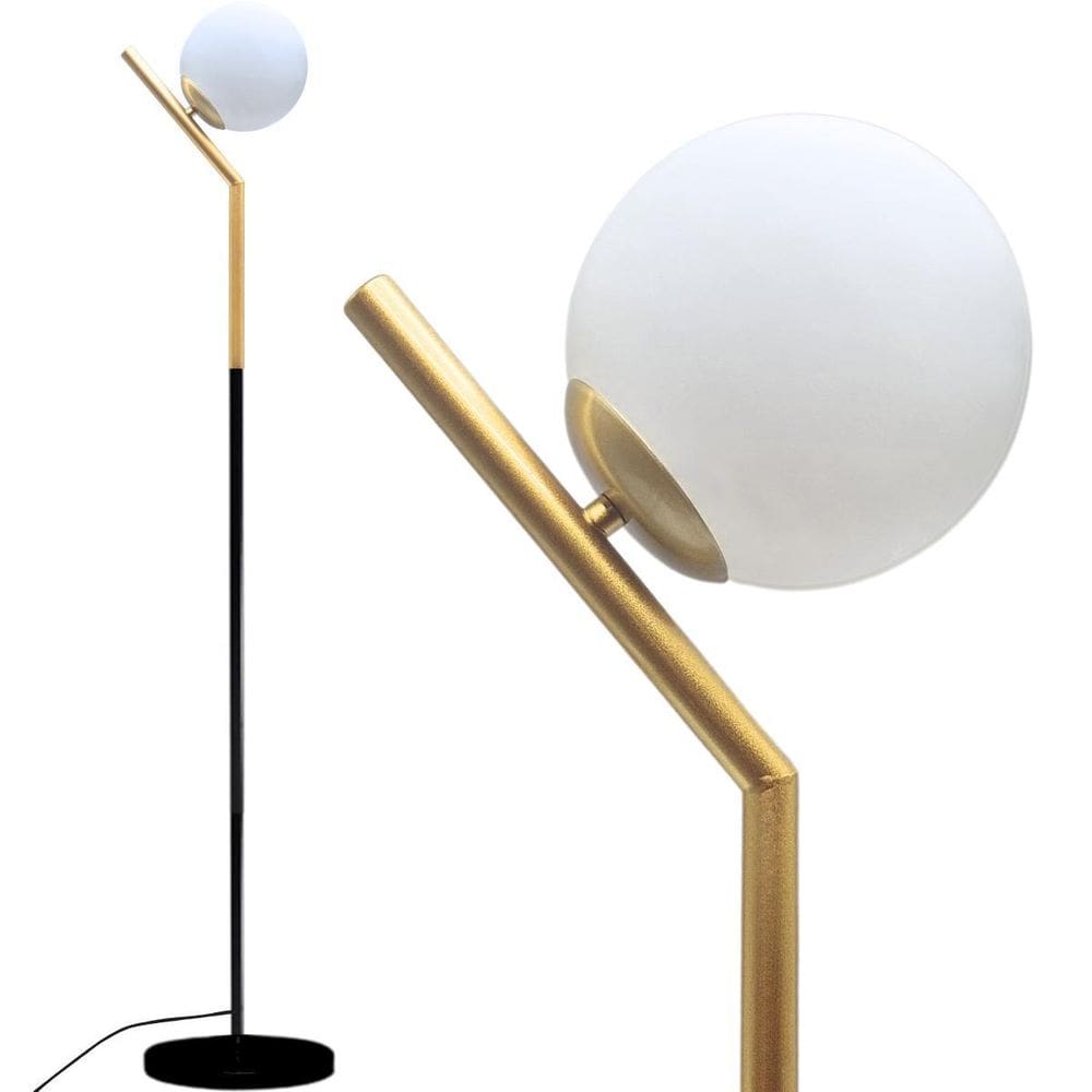 Luminária Piso Chão 164Cm Jabuticaba Globo Vidro 15Cm Poste