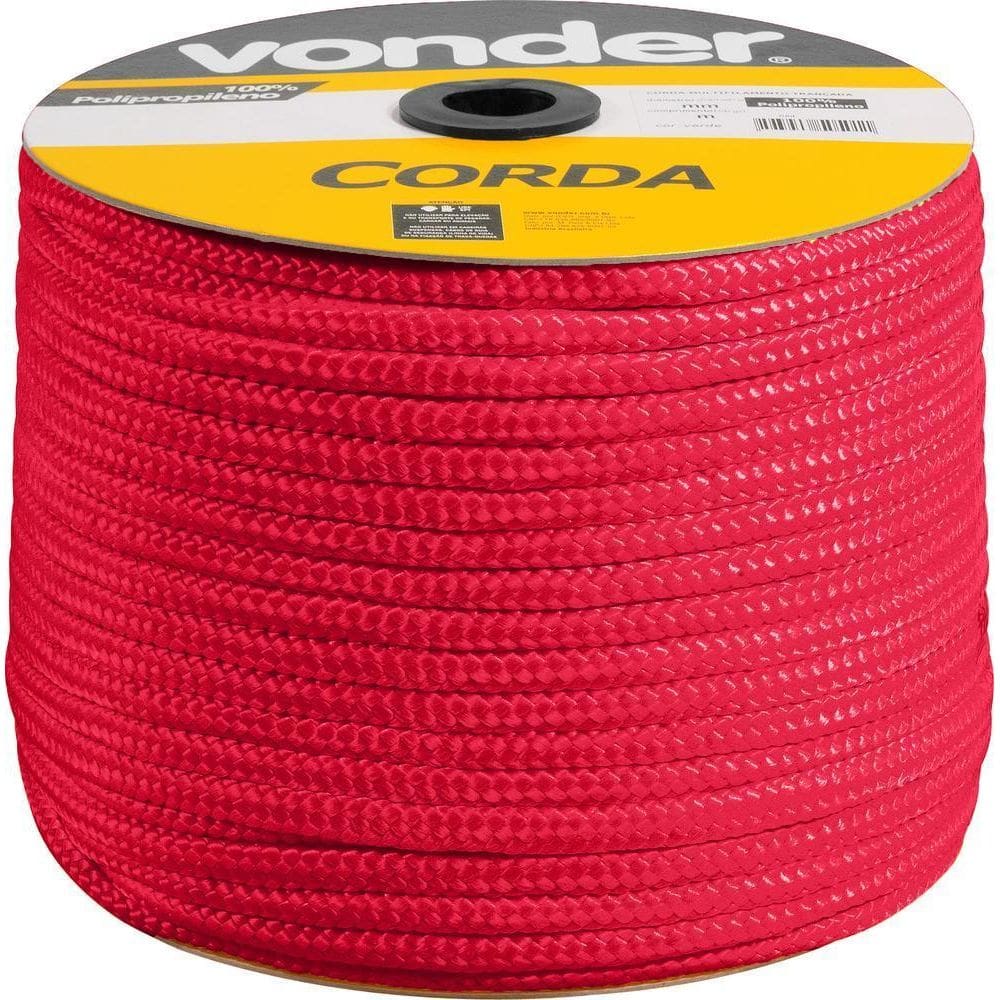 Corda Multifilamento Trançada 10Mm 190M Vermelha Carretel -