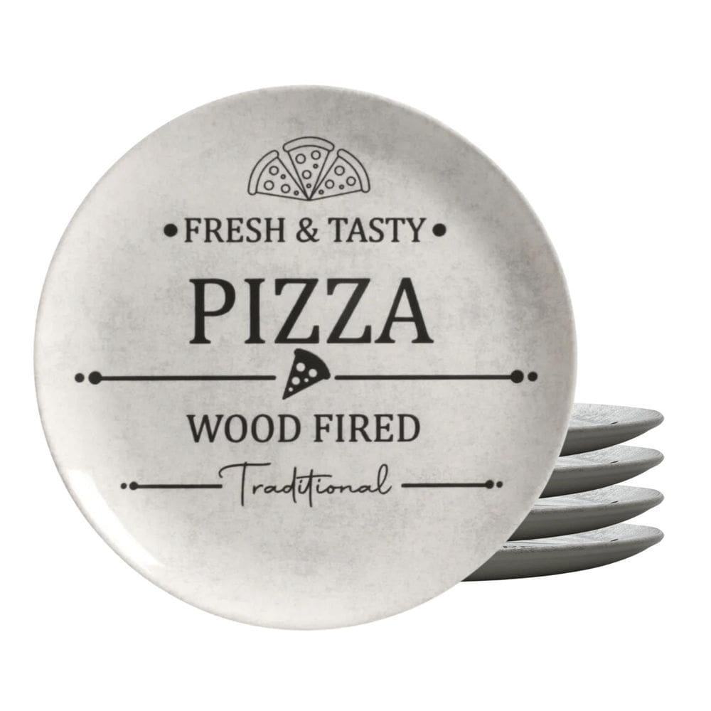 Jogo De Pratos Raso Cerâmica 29Cm Kit 4 Peças Pizza Alleanza