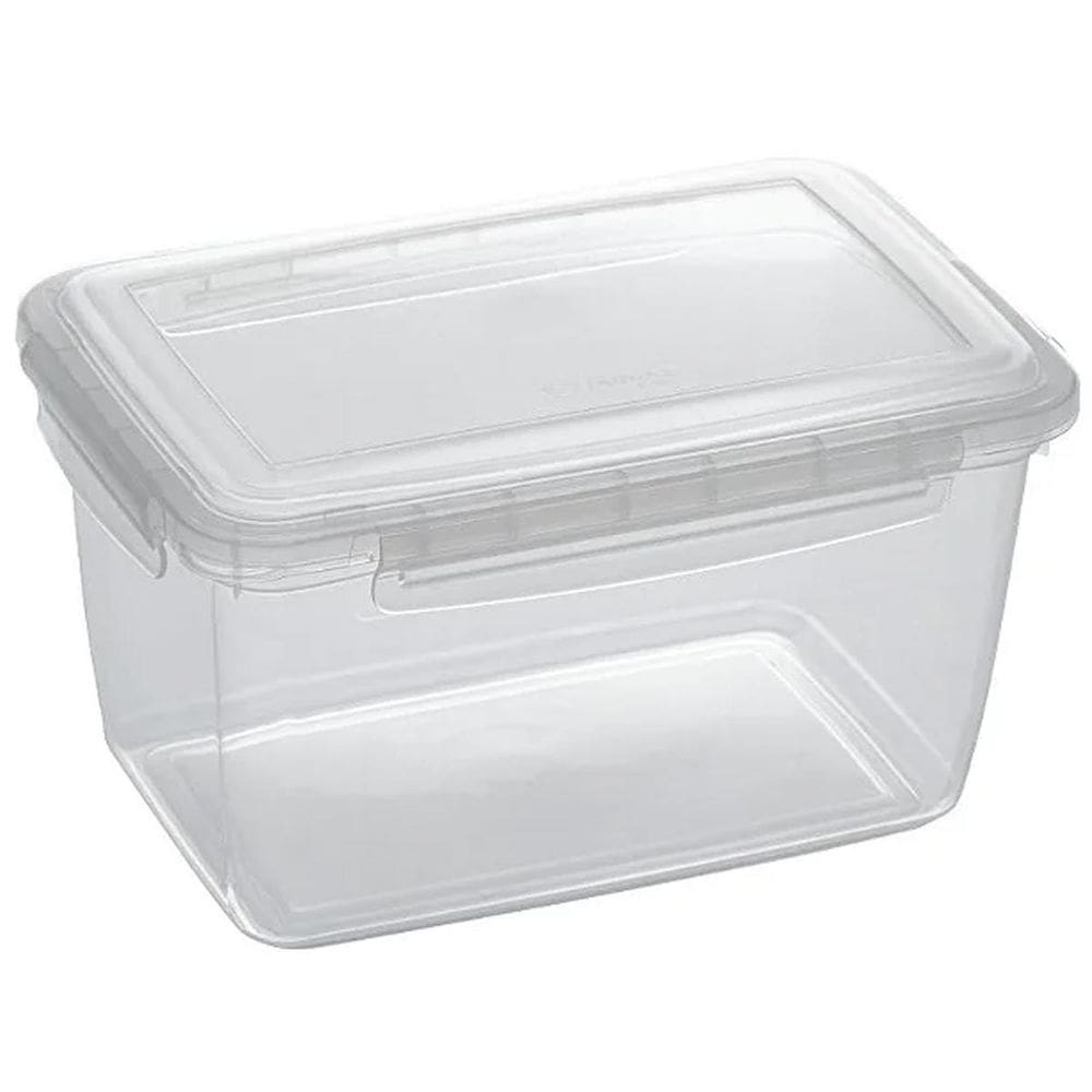 Pote Para Alimentos Retangular Alto Com Travas 2,2L Marmita