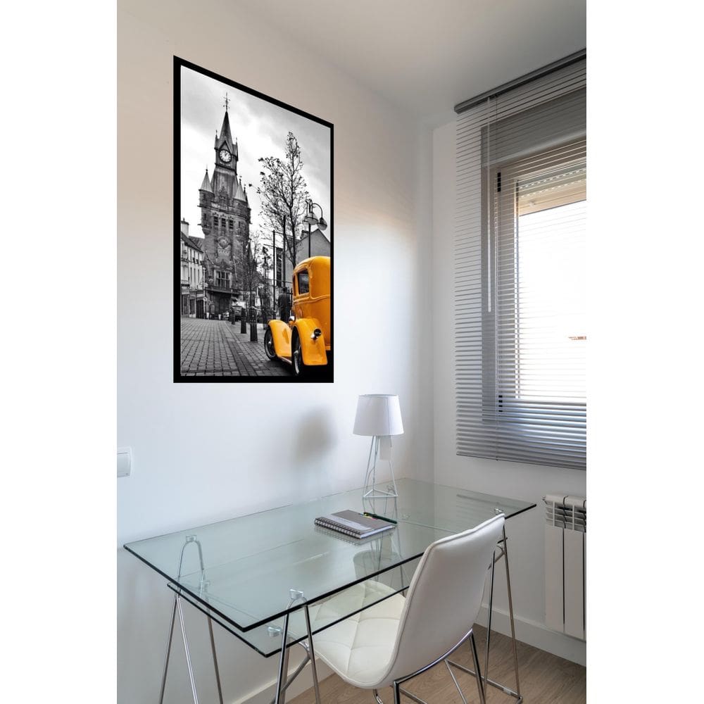 Quadro Decorativo Londres Carro Amarelo - 70X50Cm
