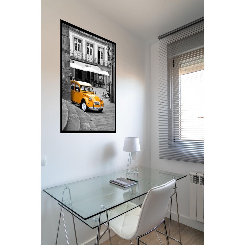 Quadro Decorativo Itália Carro Antigo Amarelo - 70X50Cm