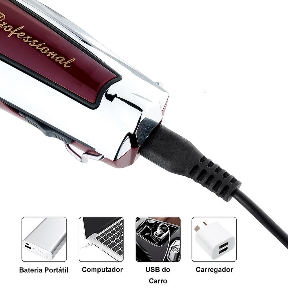 Máquina Kemei Recarregável Bivolt Ideal Para Barba