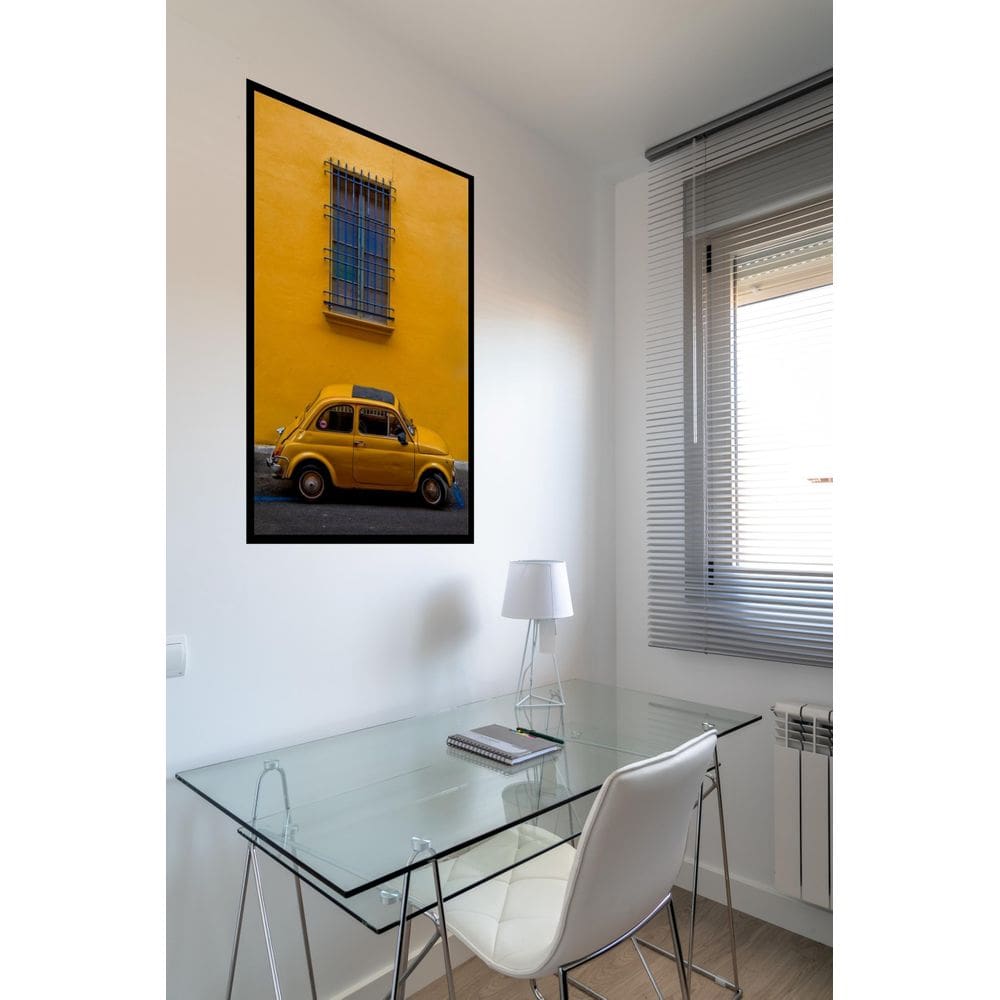 Quadro Decorativo Carro Antigo Itália Amarelo - 70X50Cm