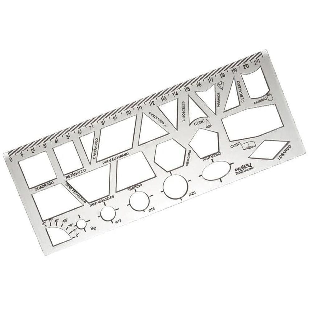 Régua Formas Geométricas Cristal 21Cm Waleu