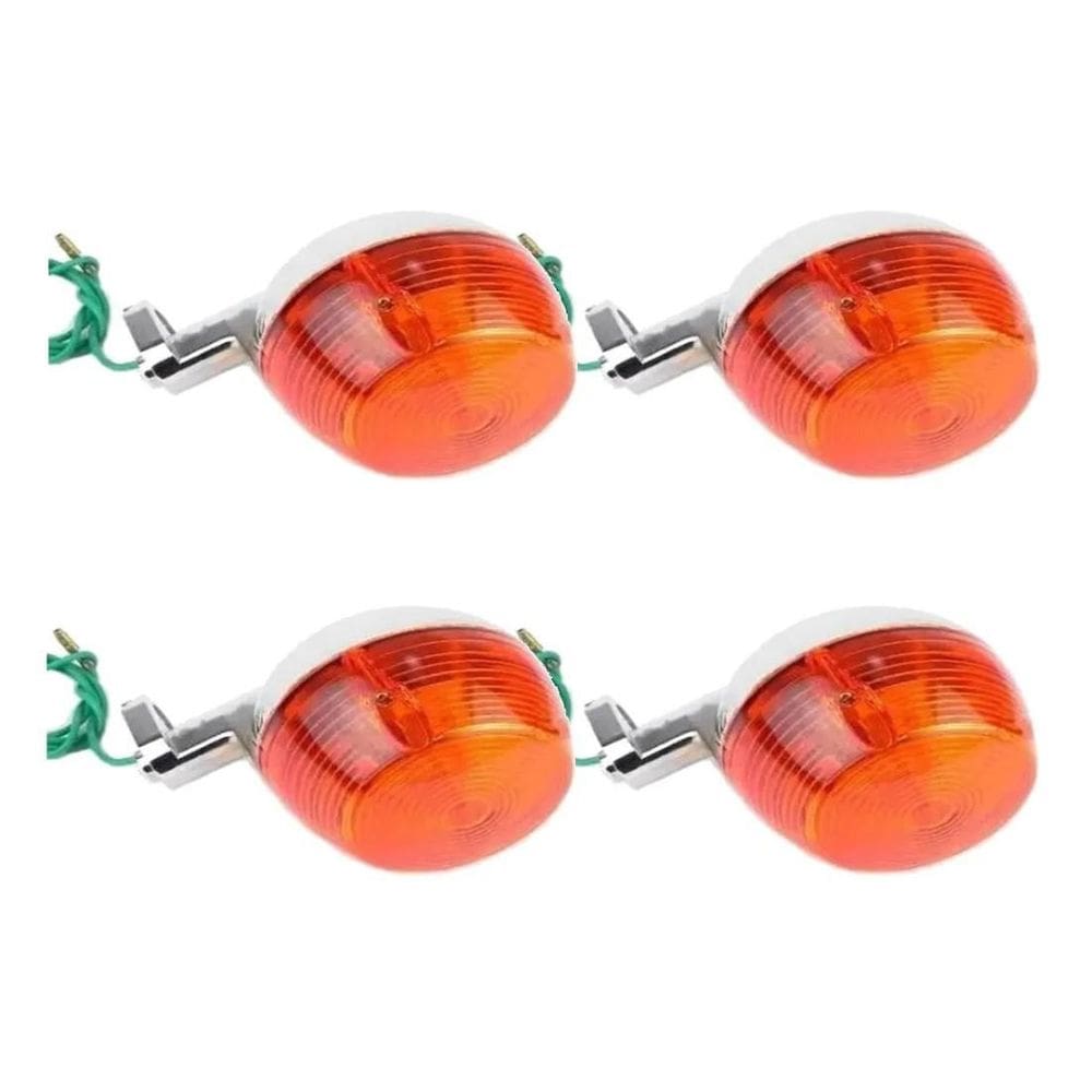 Pisca Cromado Lente Laranja Cg 125 Bolinha 1977/82 4Un