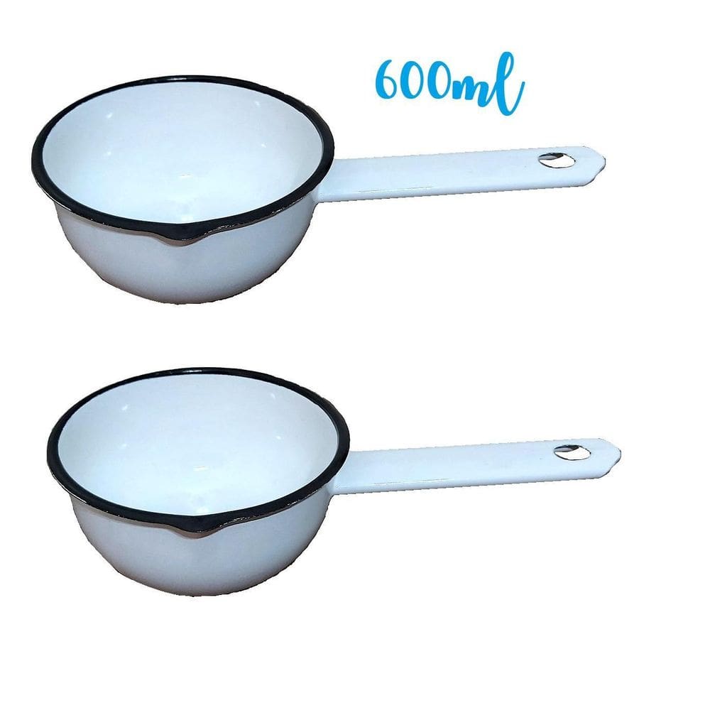 Kit 2 Panela Esmaltada 12 600ml Metallouça Branco