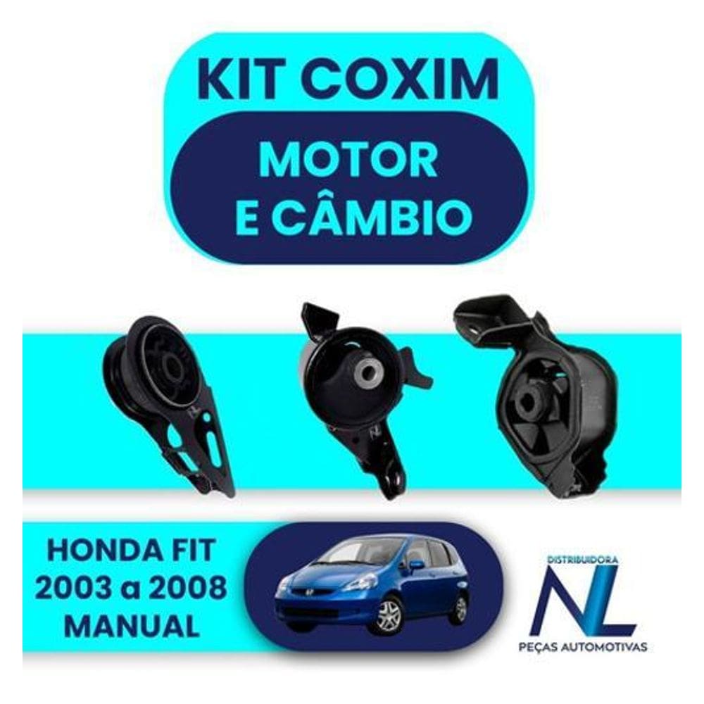 Kit 03 Coxim Calço Motor E Câmbio Honda Fit 2003 A 2008