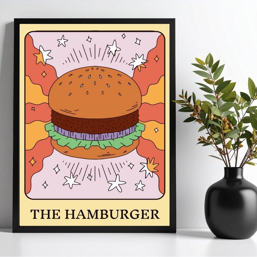 Quadro Decorativo Hamburguer - Carta Tarot 45X34Cm