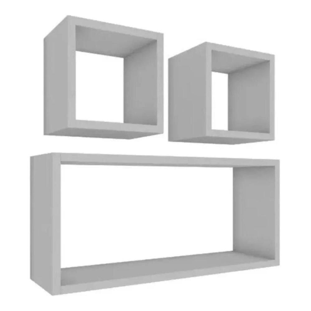 Nicho Cubo Branco Kit Com 3 Peças 100% Mdf 15Mm