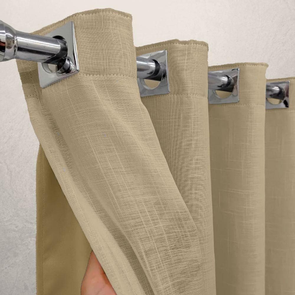 Cortina Voil Gaze Linho Bege 2,80X2,30 Forro Blackout Alto